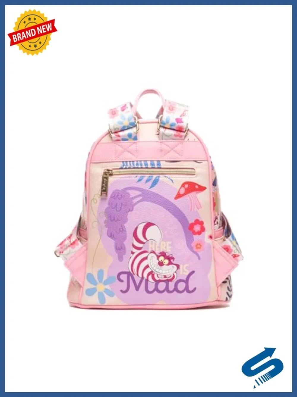 Faux Leather Mini Backpack with Adjustable Straps, Floral Pattern